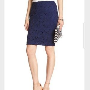 Banana Republic Navy Lace Pencil Skirt
